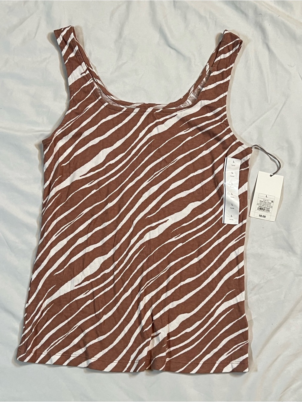 NWT A New Day Brown and White Zebra Print Tank